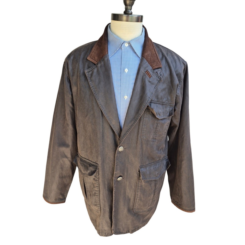 Madison Creek Outfitters Mens Brown Cotton Canvas Field Jacket Suede Elbow Sz L‎